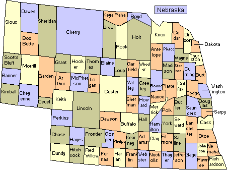 Nebraska Map of Counties