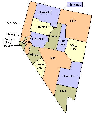 Nevada Map of Counties