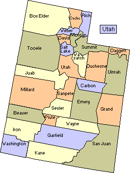 Utah Map of Counties