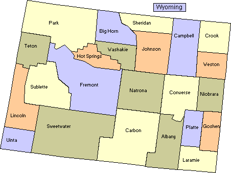 Wyoming Map of Counties