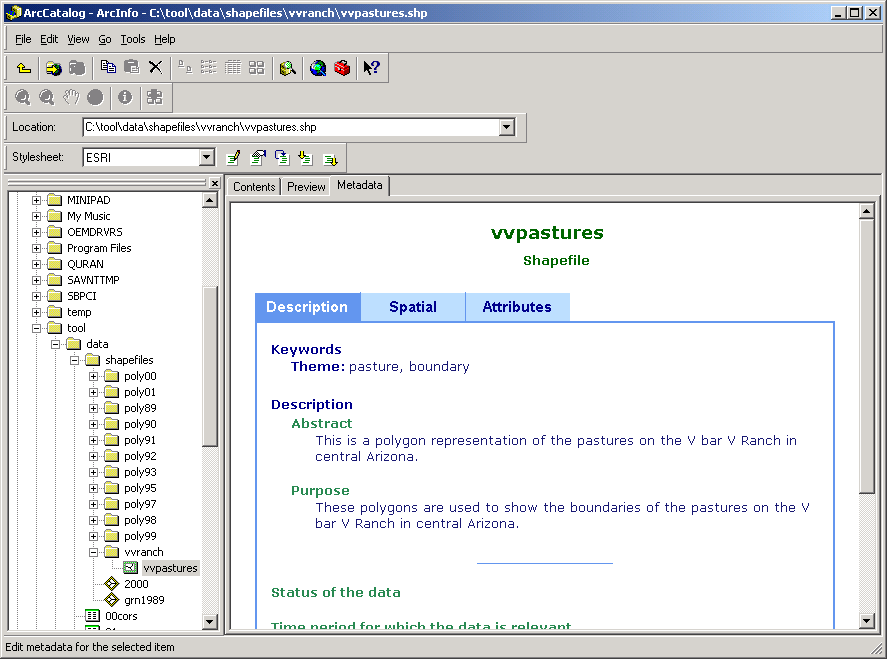 ESRI Metadata Format