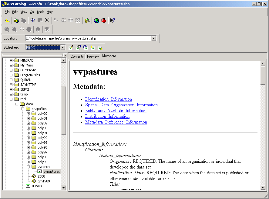 FGDC Metadata Format