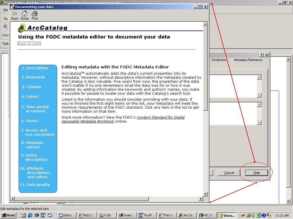 The metadata help section.