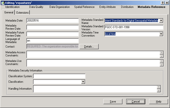 Options available in the "Metadata Reference" section.