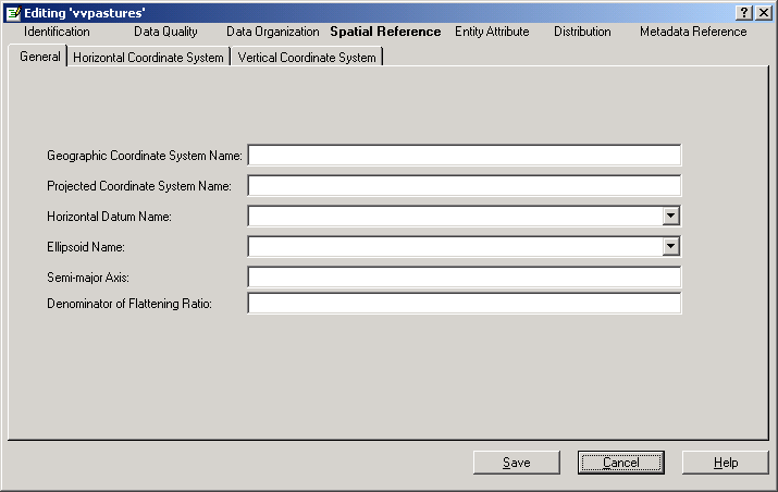 Options available in the "Spatial Reference" section.