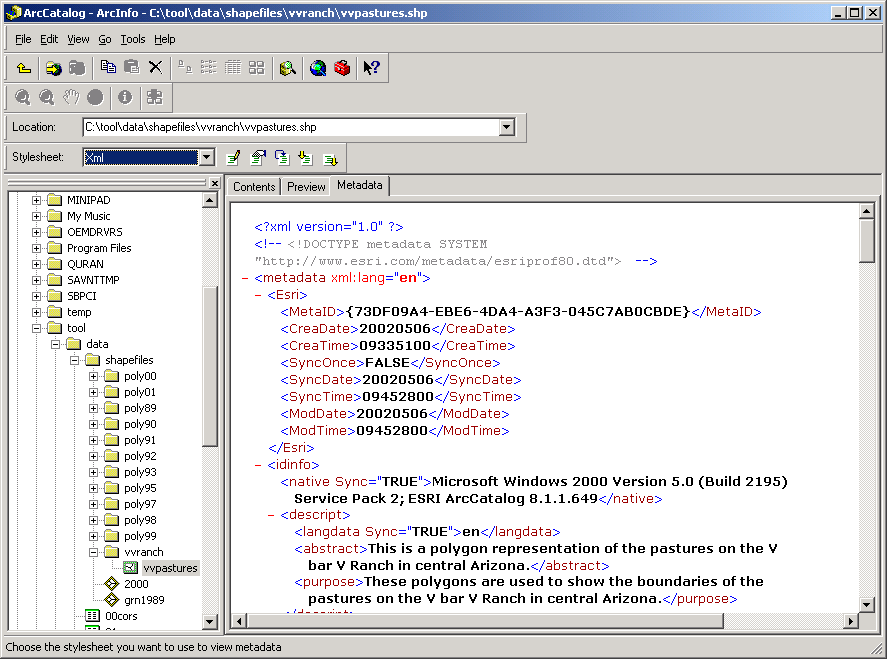 XML Metadata Format