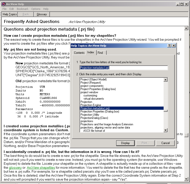 The Projection metadata FAQs.