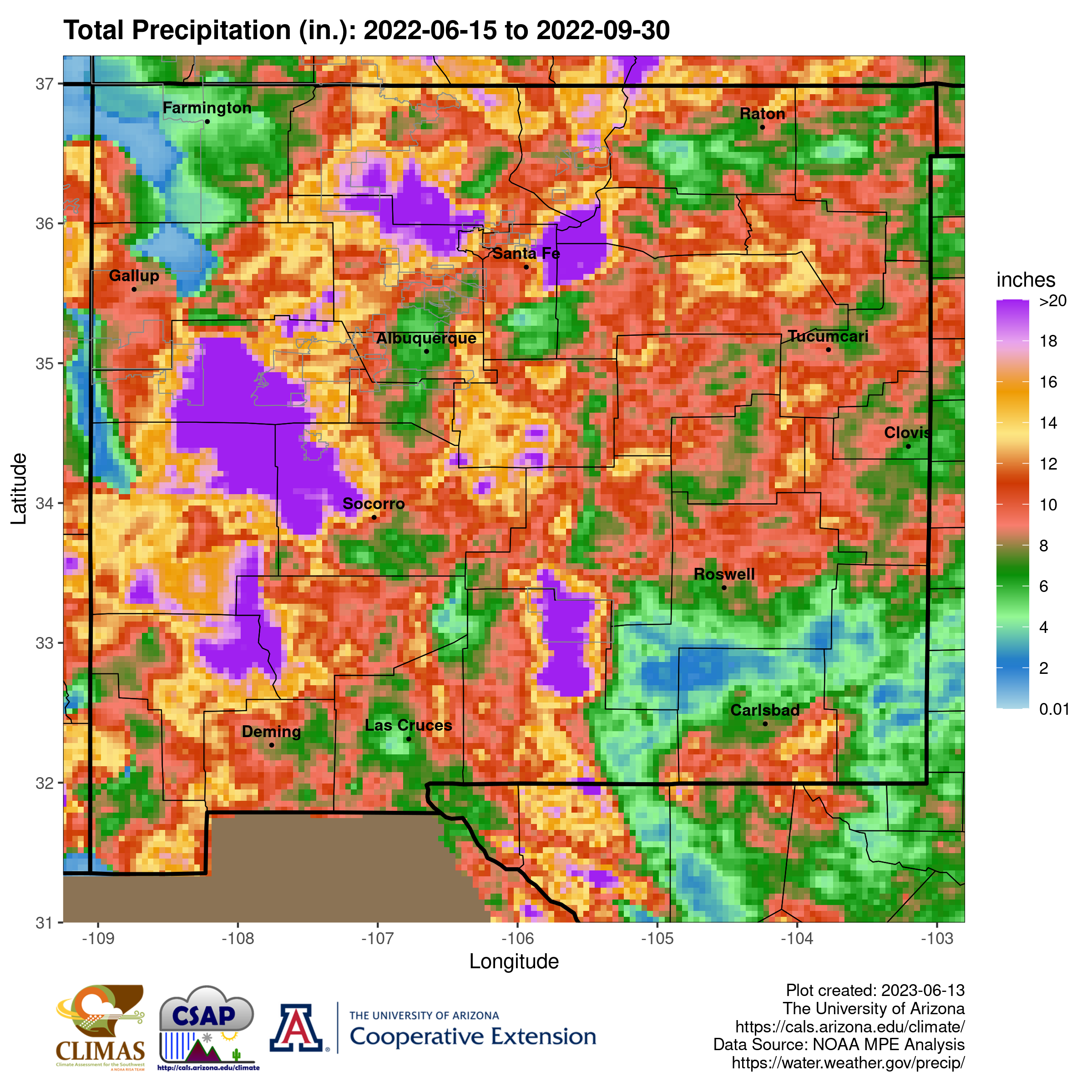 NM Monsoon Season Precipitation Maps