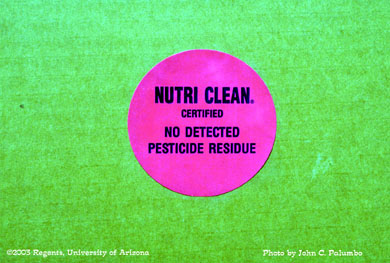 Nutri-clean label found on a carton of head lettuce