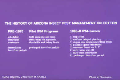 The history of Arizona insect pest management on cotton slide
