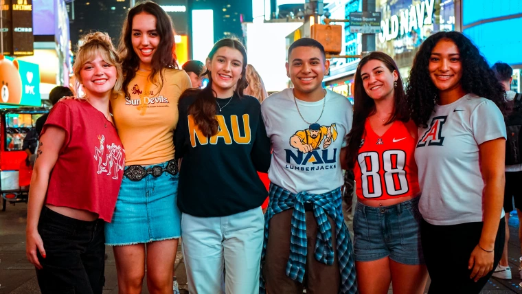 Gina D'Onofrio and Lailaa McClendon, University of Arizona fashion students, Norton School of Human Ecology, New York Times Square