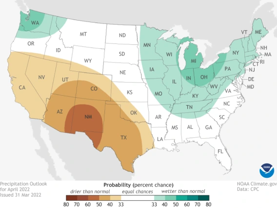 2021 April precipitation outlook map