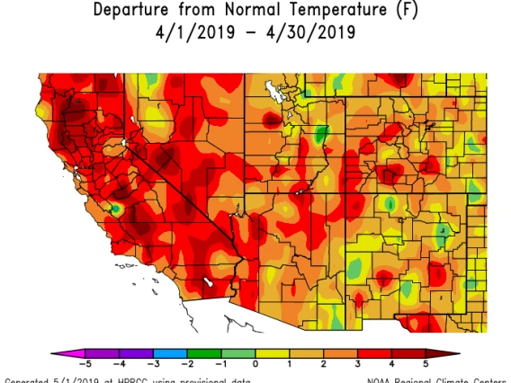 2019 April temperature map