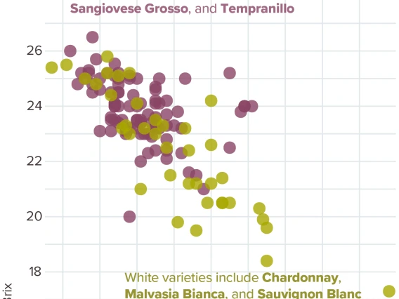 graph of wine grape fruit composition values from Merkin Vineyards