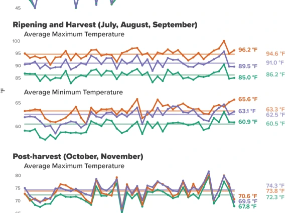 Seasonal temperatures in Arizona AVAs