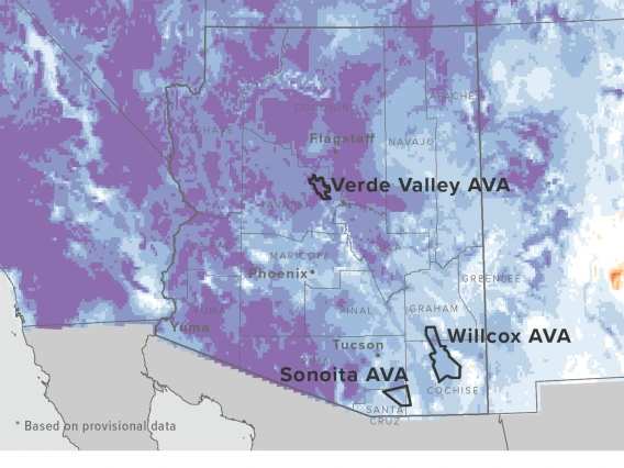 June 2023 temperature map for Arizona