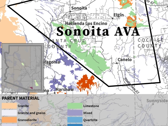 map of parent material for Sonoita AVA