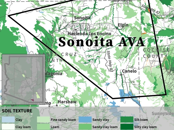 map of soil texture for Sonoita AVA