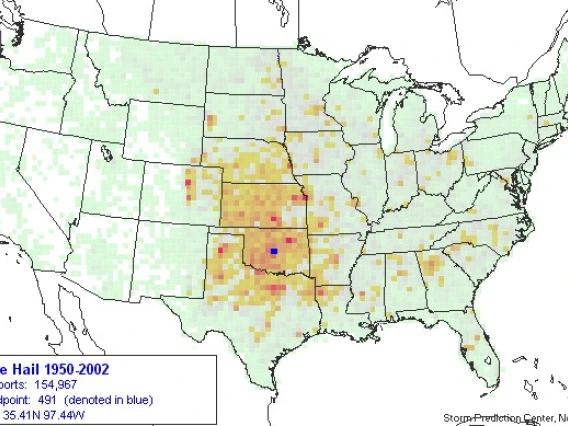 hail climatology map