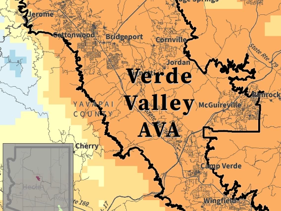 Growing Season Temperature map for Verde Valley AVA