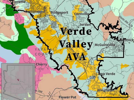 map of major rock types for Verde Valley AVA