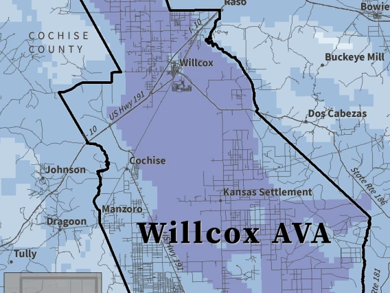 First Fall Freeze map for Willcox AVA