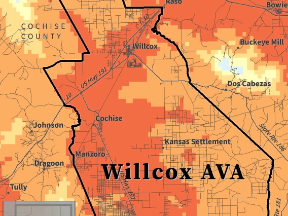 Huglin Index map for Willcox AVA