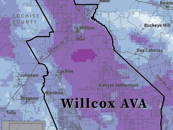 Last Spring Freeze map for Willcox AVA