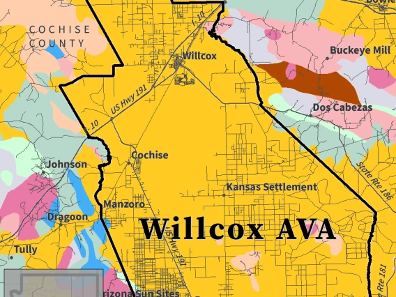 map of major rock types for Willcox AVA