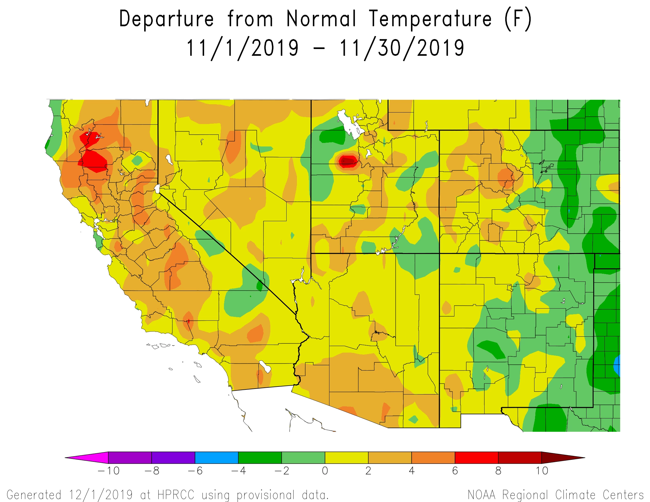 2019 November temperature map