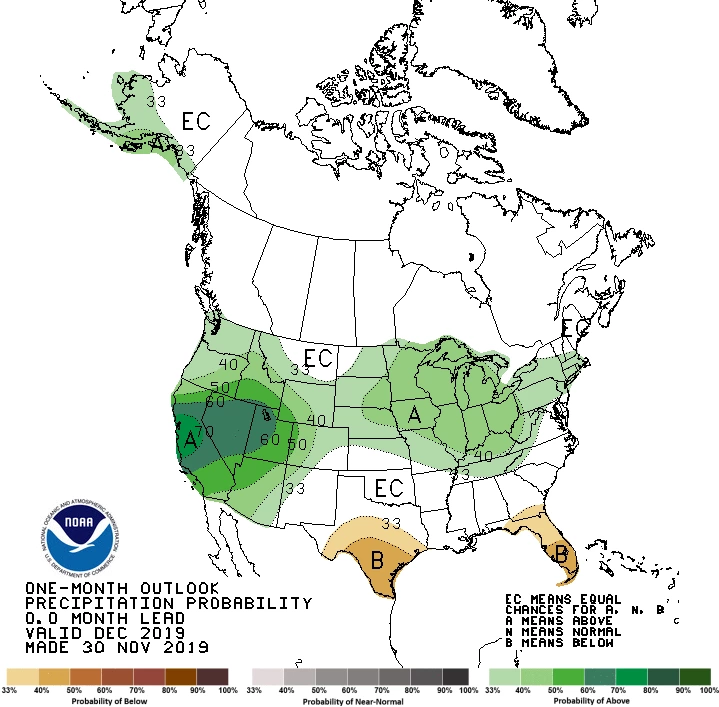 2019 December precipitation outlook map