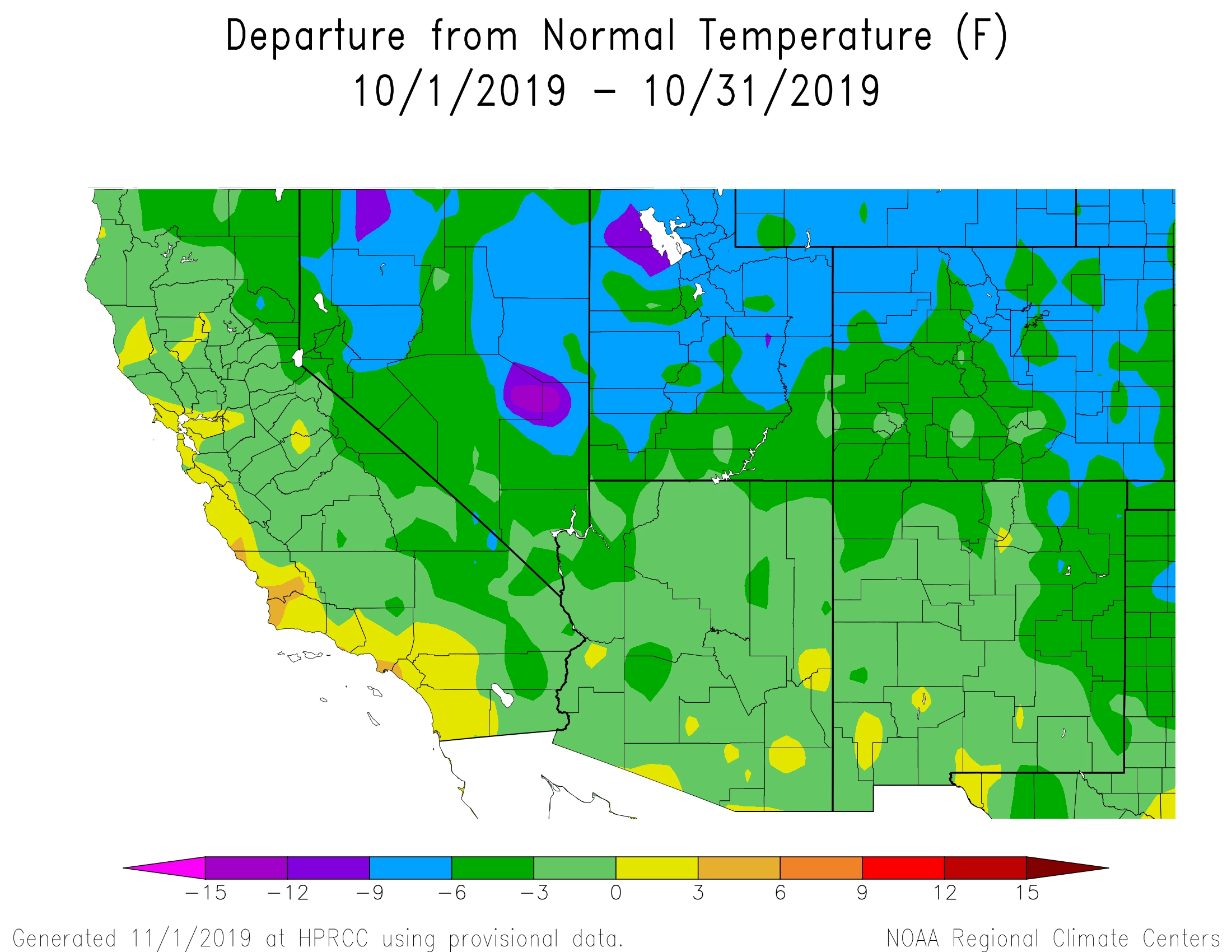 2019 October temperature map