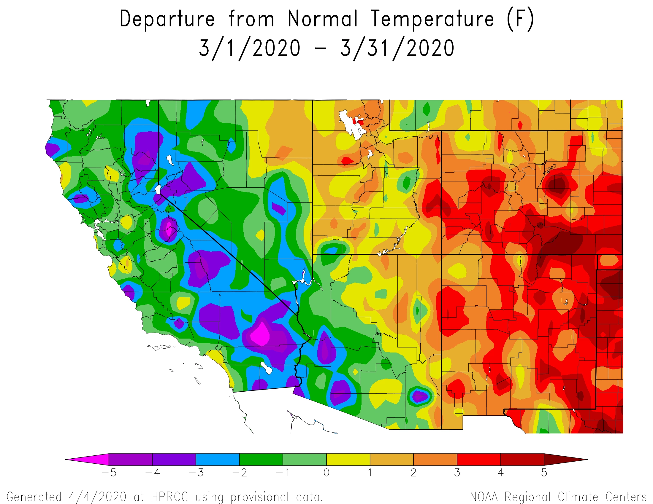 2020 March temperature map