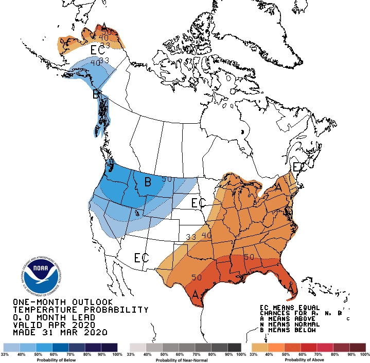 2020 April temperature outlook map