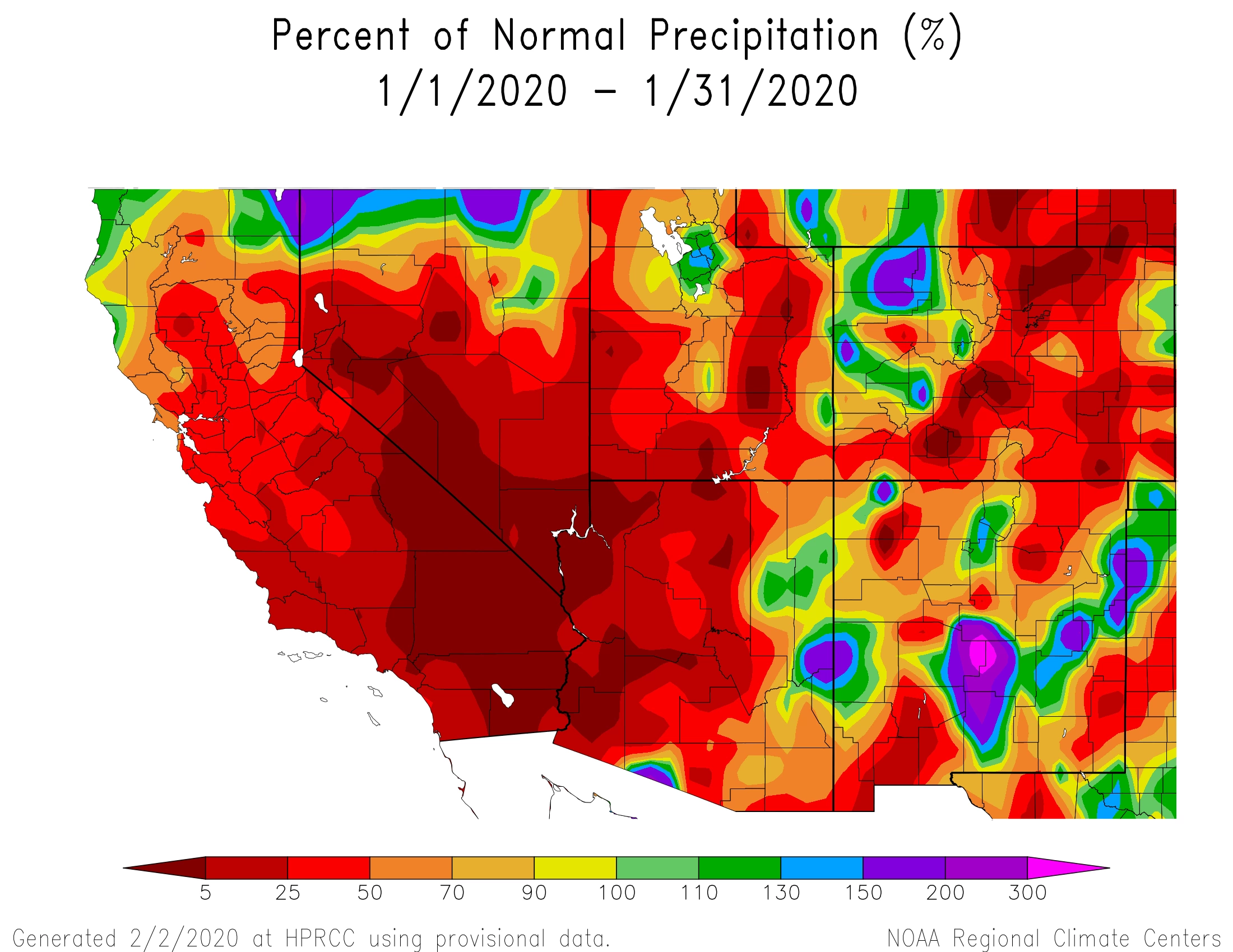 2020 January precipitation map