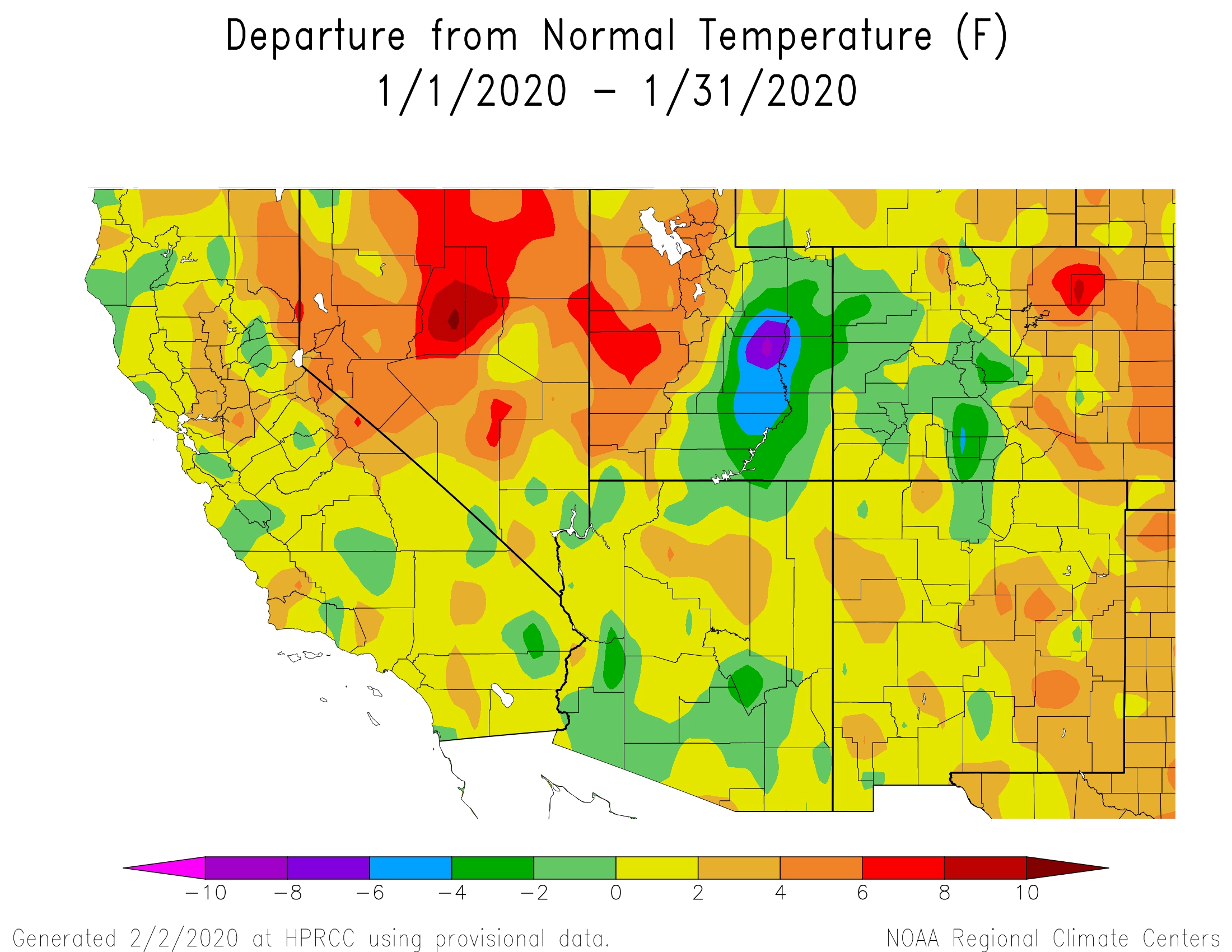 2020 January temperature map