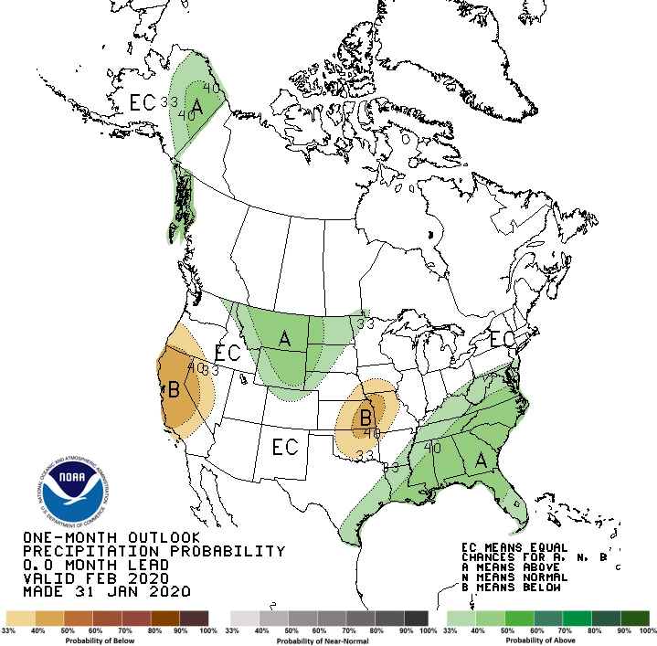 2020 February precipitation outlook map