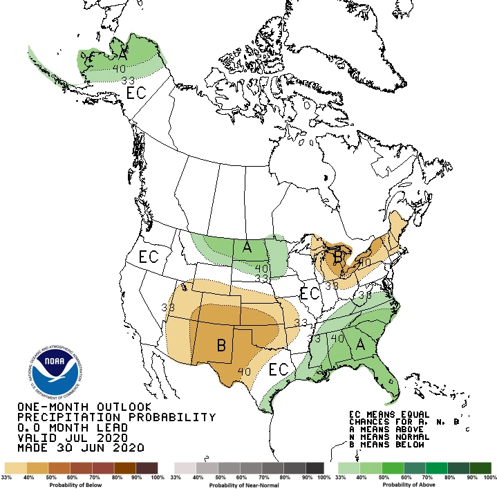 2020 July precipitation outlook map