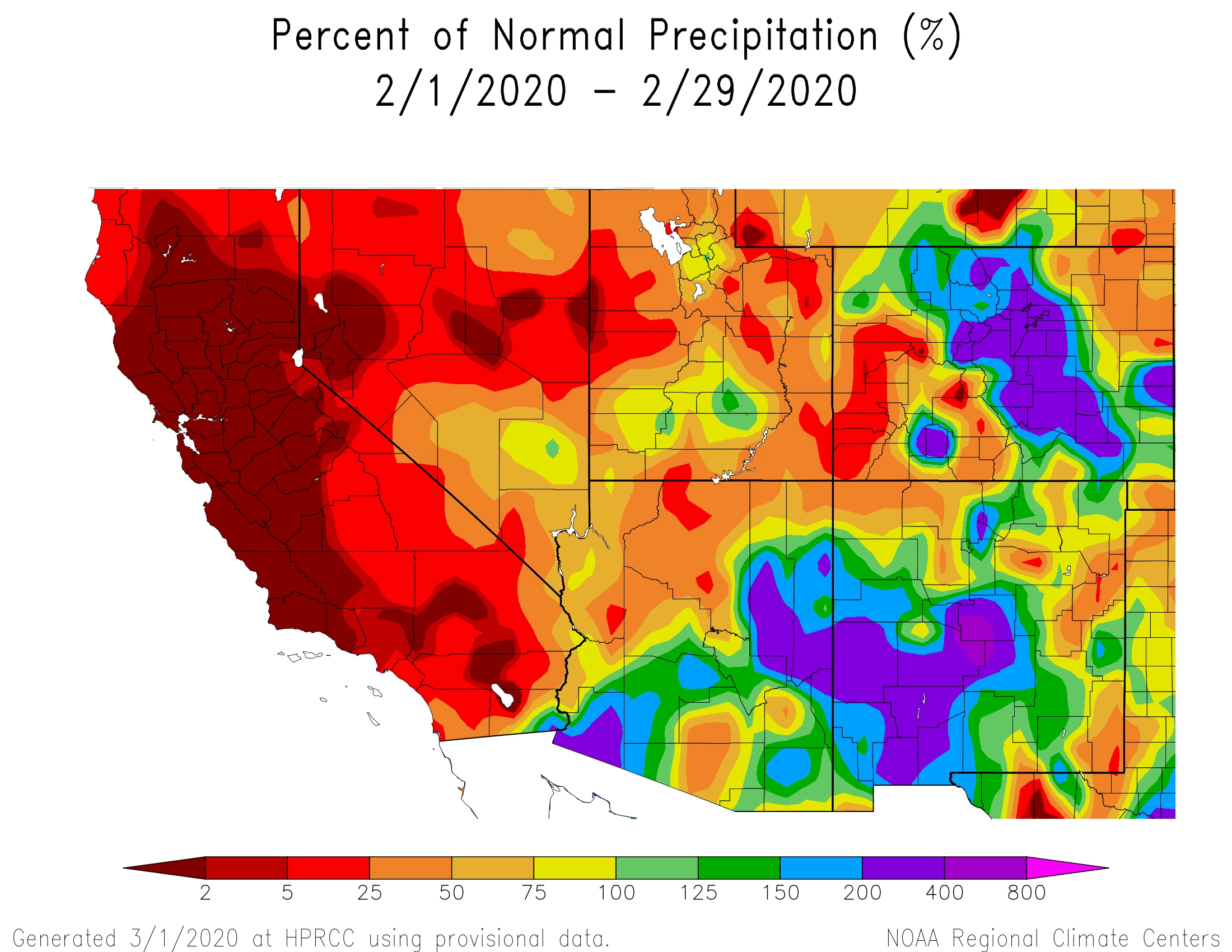 2020 February precipitation map