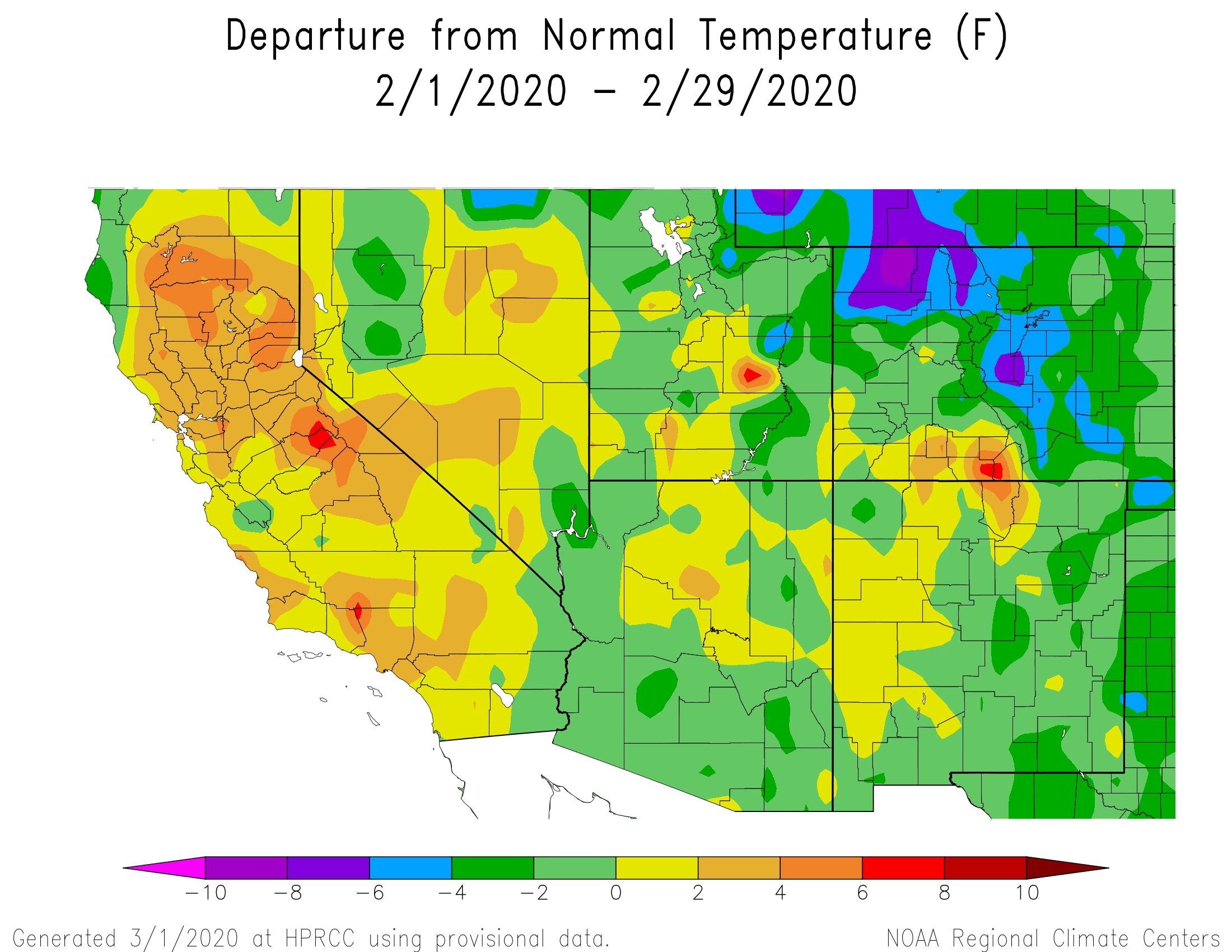 2020 February temperature map