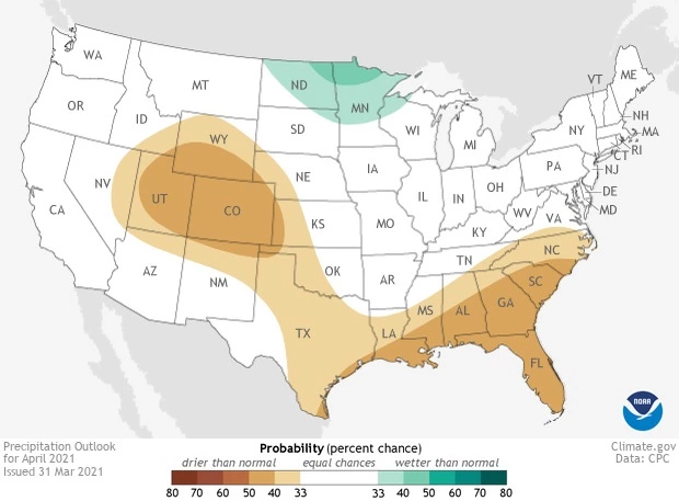 2021 April precipitation outlook map