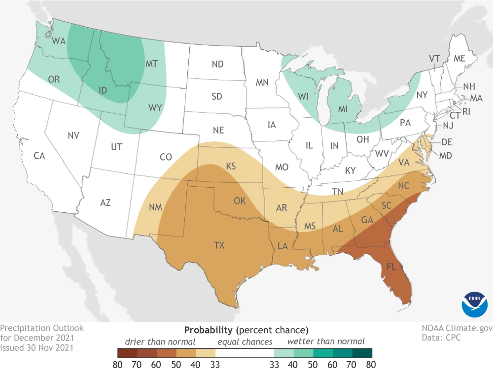 2021 December precipitation outlook map