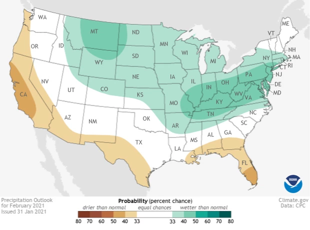 2021 February precipitation outlook map