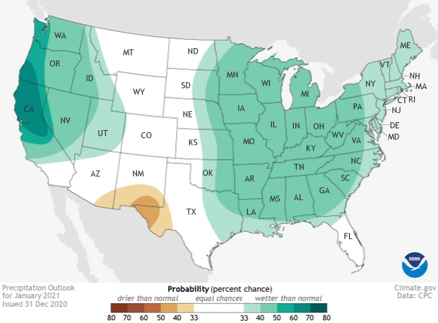 2021 January precipitation outlook map