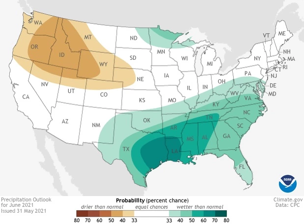 2021 June precipitation outlook map