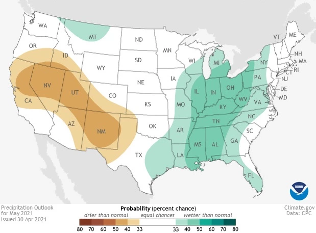 2021 May precipitation outlook map