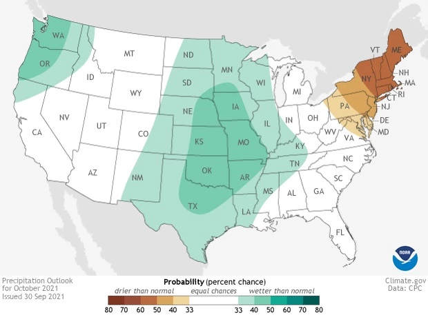 2021 October precipitation outlook map