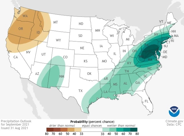 2021 September precipitation outlook map