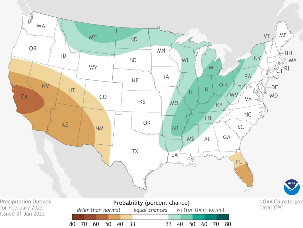 2022 February precipitation outlook map