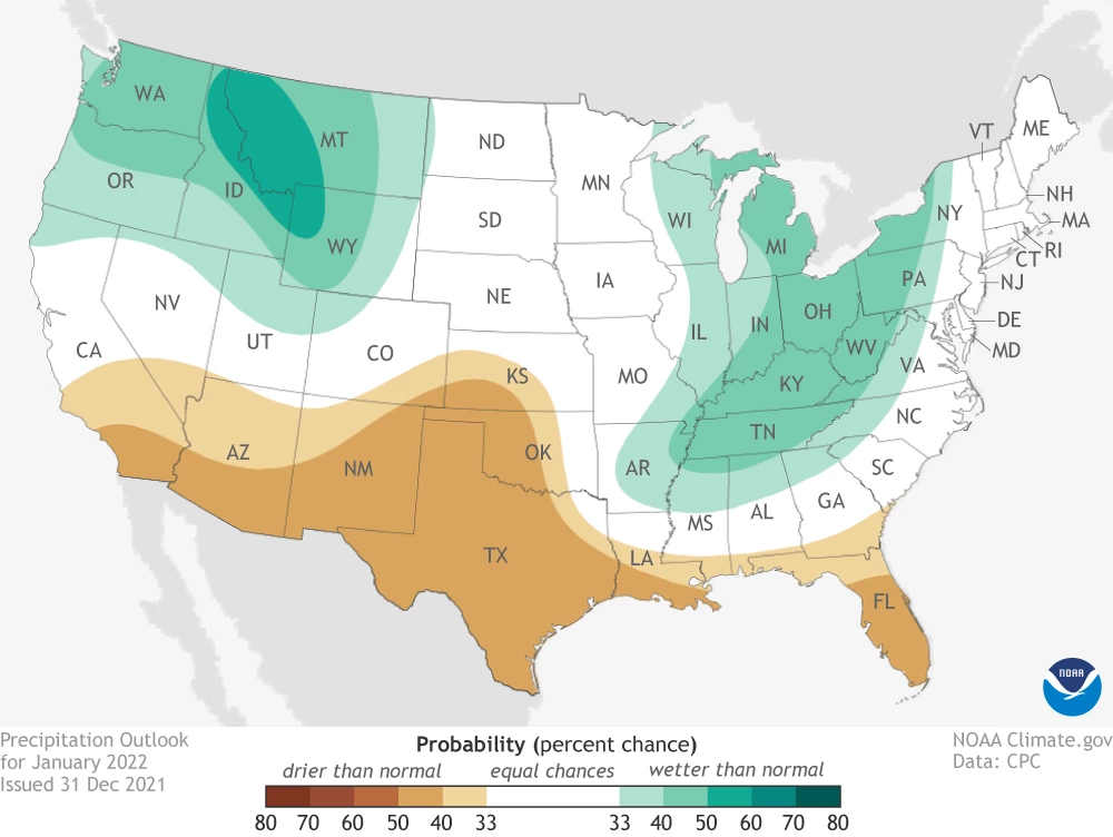 2022 January precipitation outlook map